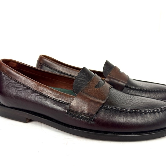 H.S Trask Bozeman Montana Brown & Burgundy Leather Classic Penny Loafers 9.5M - Picture 3 of 12